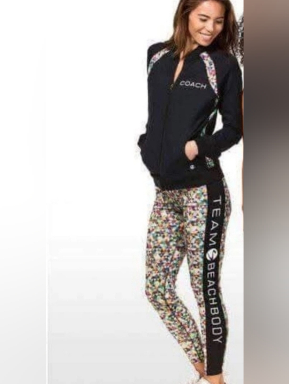 Team Beachbody Coach Womens Athletic Colorful Warm Up Track Suit Size Medium